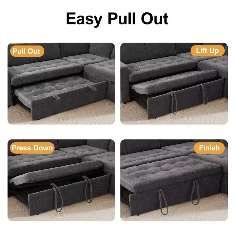 Dyonery 7-seater reclining sofa, modular sofa, side table with hidden storage, rechargeable