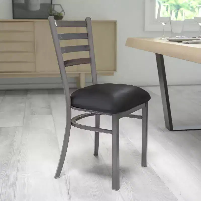 Emma and Oliver 2 Pack Clear Coated Ladder Back Metal Restaurant Chair