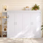 GDFStudio Rina Modern Murphy Platform Bed with Shelf, Side Cabinets and Drawers