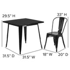 Emma and Oliver Commercial Grade 31.5 Square Metal Indoor-Outdoor Table Set with 4 Stack Chairs