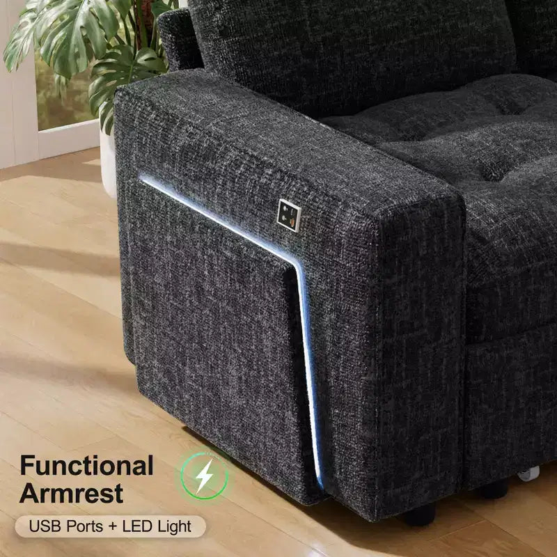 Dyonery 7-seater reclining sofa, modular sofa, side table with hidden storage, rechargeable