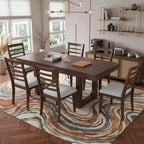 Merax 7-Piece Extendable Dining Table Set with 6 Upholstered Seat Chairs