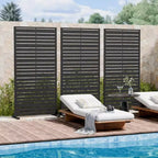 Wide-Narrow A Louvered Black Galvanized Steel Room Divider, 72x35x16, 6- Double-Sided Home Screen