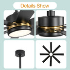 65 Inch 8-Blade Black LED Ceiling Fan with Light and Remote