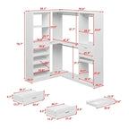 Corner Wardrobe Closet with 2 Hanging Rods, Pants Rack, and Shoe Storage Organizer Armoires