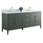 Vanity Art 72 Double Sink Bathroom Vanity Cabinet with Engineered Marble Top