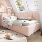 Okak Twin Upholstered Platform Daybed with Hydraulic Storage & Metal Slatted Frame,Modern Single Bed for Bedroom,Kids Room