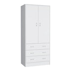 19 Modern Double-door Armoire with 3 Drawers and 1 Hanging Rod for Bedroom