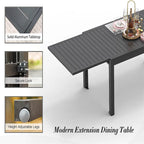 90-in. Patio Dining Expandable Table, Metal Aluminum Outdoor Table for 4-8 Person Rectangular Table for Garden Bistro