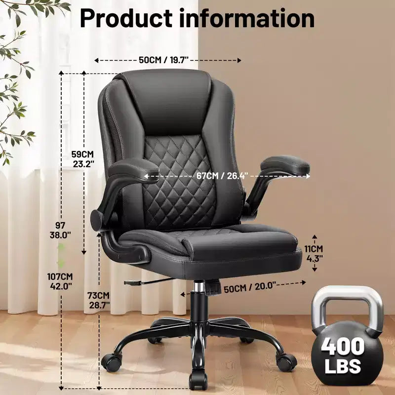 KERDOM Executive Office Chair Leather Ergonomic Office Chair Desk Chair with Wheels