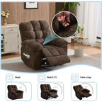 Manual recliner, ergonomic breathable fabric recliner with side pockets, single sofa, suitable for living room bedroom