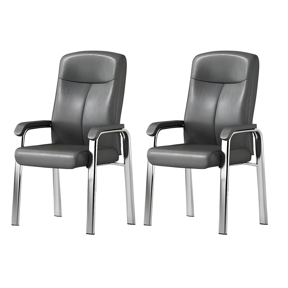 HomeyFad Modern Leather Metal 4-Leg Office Chair with Arms