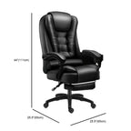 Ergonomic Black Leather Swivel Office Chair with Footrest