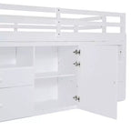 Luxystar Modern Twin Low Loft Bed with 4 Drawers, Cabinet and Shelves for Bedroom,