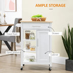 HOMCOM Compact Kitchen Island Cart on Wheels, Rolling Utility Trolley Cart with Storage Shelf & Drawer for Dining Room