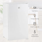 3.2 Cu.Ft Mini Fridge with Freezer, Single Door Compact Refrigerator with Adjustable Thermostat for Bedroom