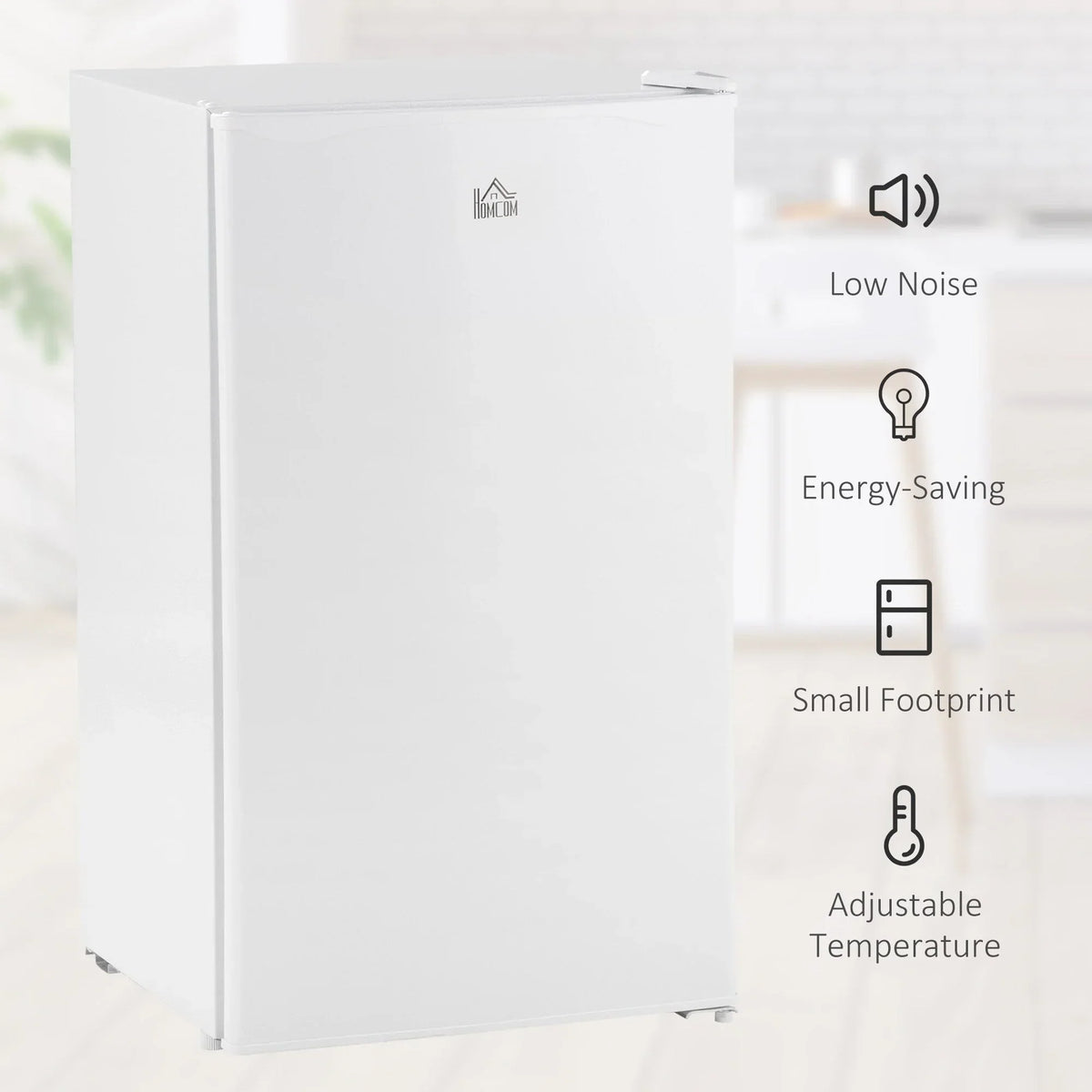 3.2 Cu.Ft Mini Fridge with Freezer, Single Door Compact Refrigerator with Adjustable Thermostat for Bedroom