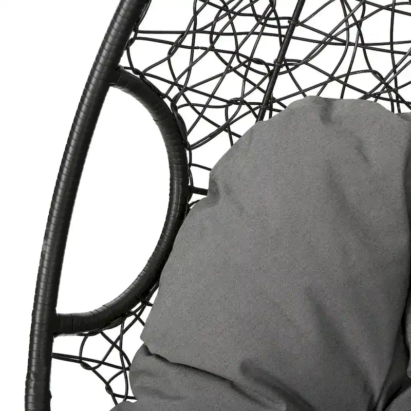 Waterproof Outdoor Wicker Hanging Basket Chair with Cushions, Hammock Seat - 300 lbs Capacity