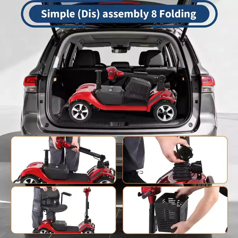 Foldable 4-Wheel Mobility Scooter for Adults, 330LBS Capacity, for Outdoor Use