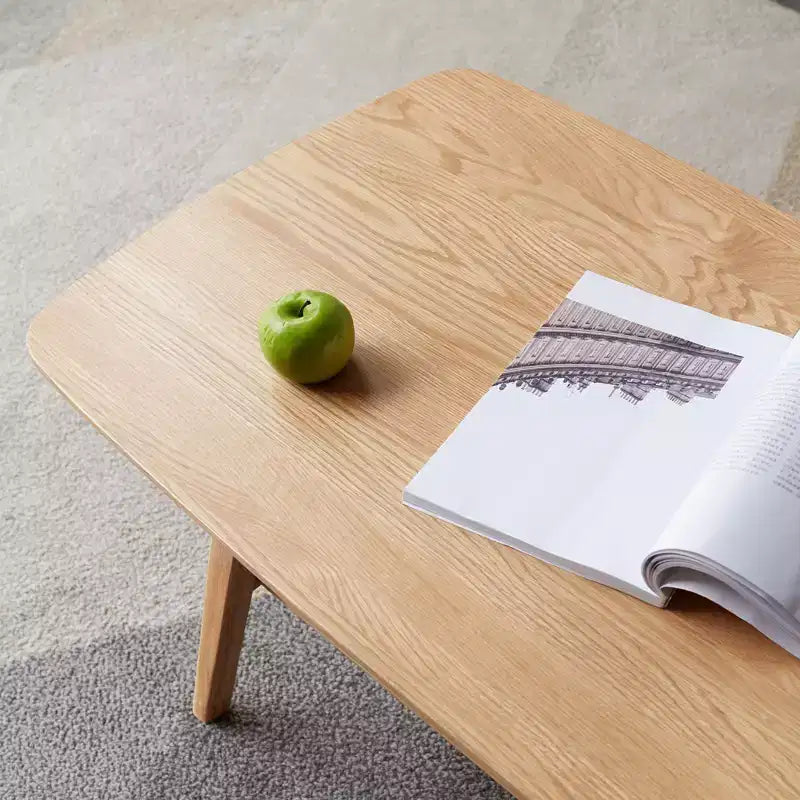 Table basse rectangulaire en bois de chêne massif moderne avec étagère de rangement GDFStudio Wright