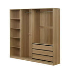 Armoire de rangement Whisen sans portes en bois avec étagères et 3 tiroirs - Naturel