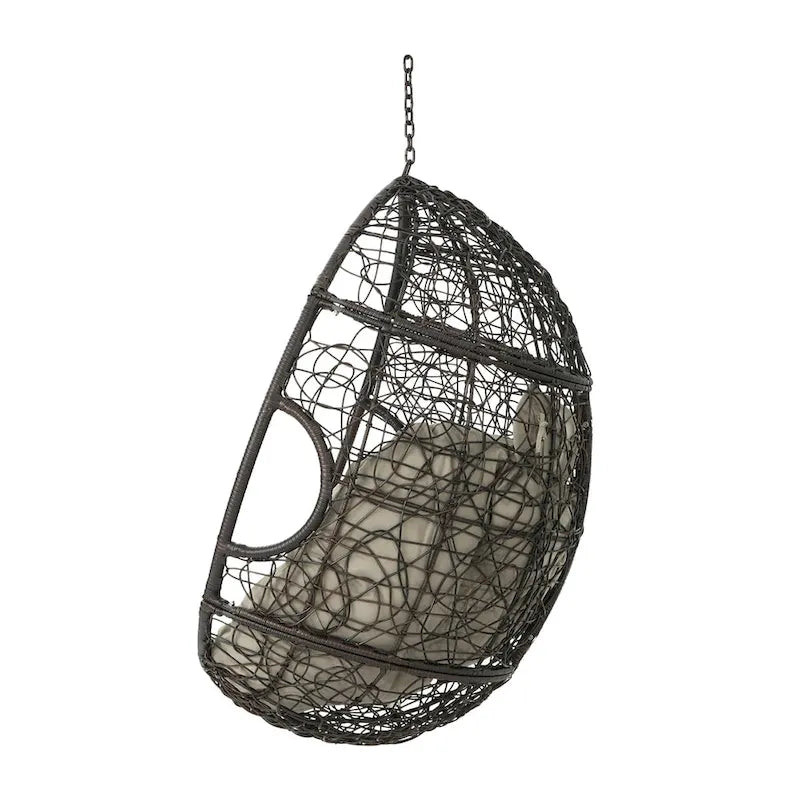 Waterproof Outdoor Wicker Hanging Basket Chair with Cushions, Hammock Seat - 300 lbs Capacity