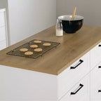 6-Drawer Kitchen Island – Farmhouse Style, White & Maple Nutmeg, 47.25W