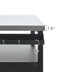 Outdoor Kitchen Island With Stainless Steel Tabletop,Metal Grill Cart Table With Storage Cabinet - N/A