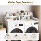 2-Tier Washer and Dryer Countertop with Shelf or Drawers, Laundry Countertop Cover with Non-Slip Pad, 54X27.5 Laundry Topper for Folding Clothes