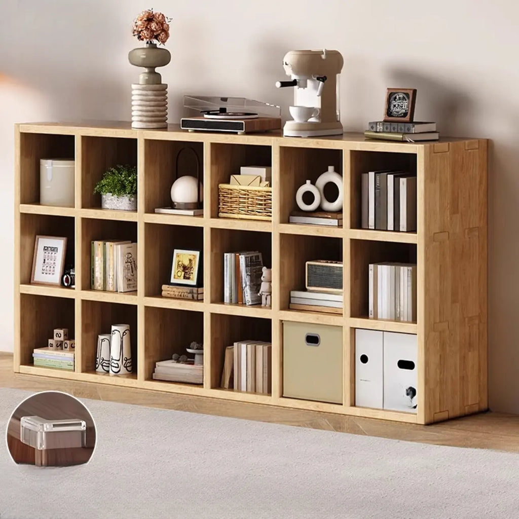 Modern Horizontal Wood 8-Cube Natural Finish Bookcase