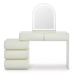 Whisen Luxury Makeup Vanity Desk, Dressing Table Vanity with Mirror, Movable Side Cabinet, 6 Drawers Storage and Stool