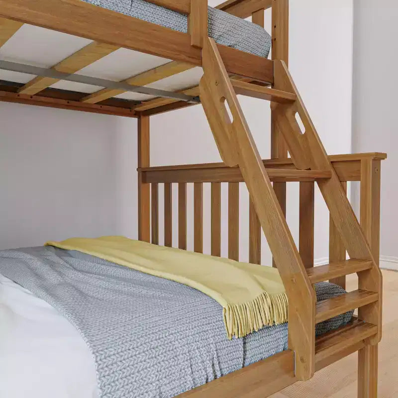 Max & Lily Bunk Bed Twin over Full Size, Solid Wood Bunk Beds with Ladder for Kids