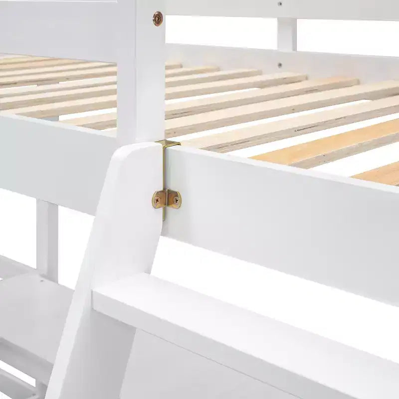 119''L 79.5''W Wood Twin Size L-Shaped Loft Bed with Ladder and 2 Built-in L-Shaped Desks