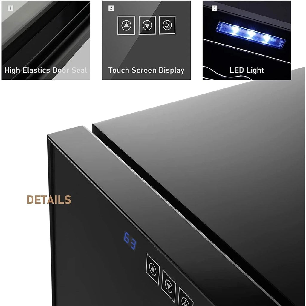 12- Bottle Wine Cooler Refrigerator,Mini Wine Cellars(54-66ﾂｰF),Countertop Wine Cooler with Digital Temperature Control