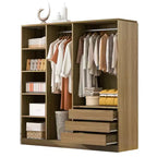 Armoire de rangement Whisen sans portes en bois avec étagères et 3 tiroirs - Naturel