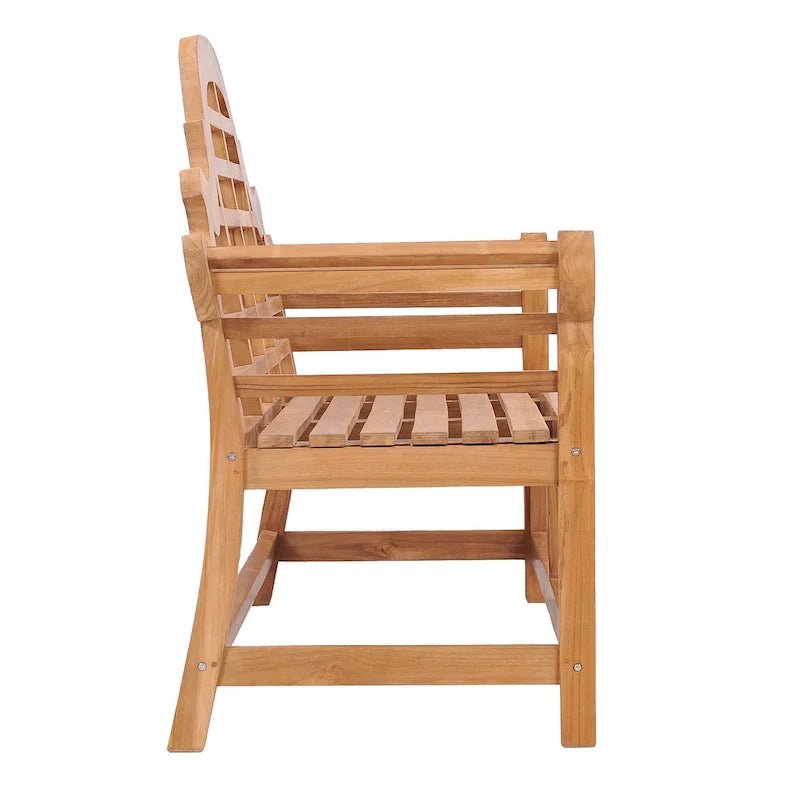 Chic Teak Lutyens Teak Wood Outdoor Garden & Patio Triple Bench