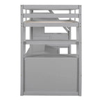 Twin Size Loft Bed with Desk and Shelves, Two Built-in Drawers, Storage Staircase