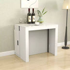 CLIHOME Modern Multifunctional Extendable Dining Table with Outlet, Space Saving Expanding Table with Storage