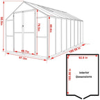Serre de jardin aluminium VEIKOUS avec évent de toit réglable et porte verrouillable Grise