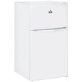 HOMCOM Double Door Mini Fridge with Freezer, 3.2 Cu.Ft Compact Refrigerator with Adjustable Shelf, Adjustable Thermostat