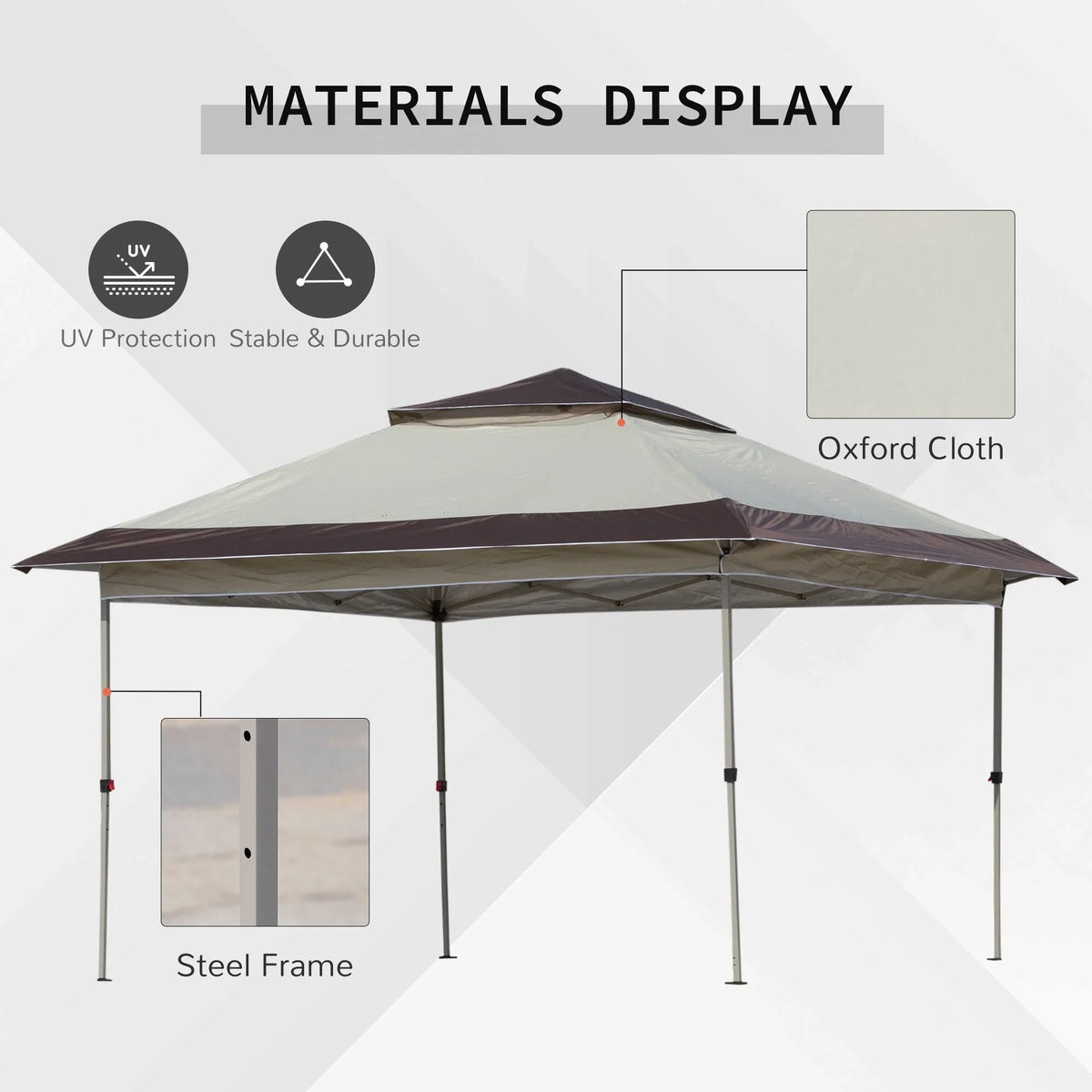 Outsunny 12 x 12 Pop Up Canopy Sun Shade Instant Tent Folding with Mesh Sidewall Netting, 3-Level Adjustable Height