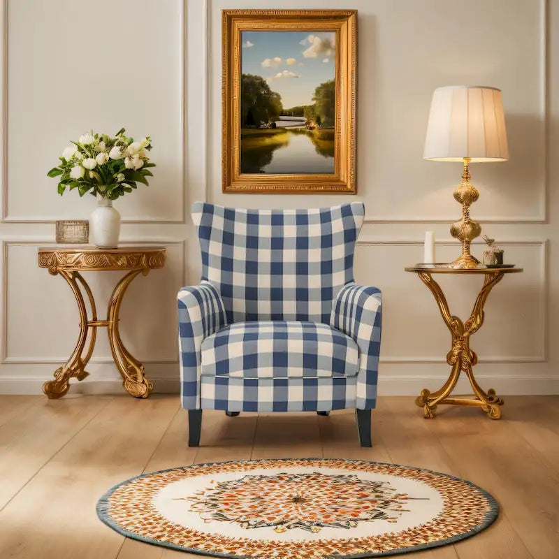 Modern Retro 30.25 High Back Upholstered Arm Chair with Wood Legs for Living Room