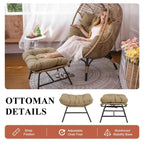 FINCATI Indoor Eggs Chair, 440 lbs Egg Chair Outdoor, Oversized Egg Chair with Ottoman, Luxury Cozy Egg Chair with Foot Rest
