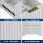 Modern Fluted Bathroom Vanity Set with Integrated Ceramic Basin Freestanding Bathroom Storage Vanity Cabinet with 3 Drawers for Contemporary Bathroom