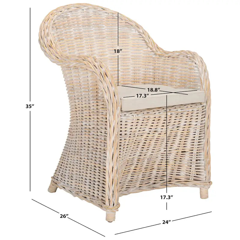 SAFAVIEH Sinja Fauteuil club en rotin jaune - 24 x 26 x 35 - 24x26x35H
