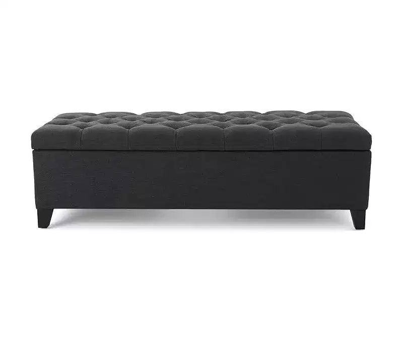 Luxury Storage Ottoman Bench - Button-Tufted Upholstered Rectangular Footrest for Living Room, Entryway & Bedroom
