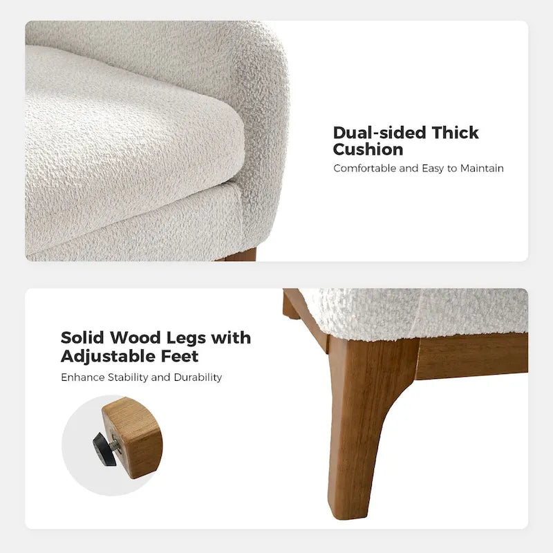 Augus Modern Boucle Accent Barrel Chair with Solid Wood Legs by HULALA HOME