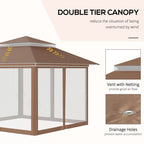 Outsunny 12 x 12 Pop Up Canopy Sun Shade Instant Tent Folding with Mesh Sidewall Netting, 3-Level Adjustable Height