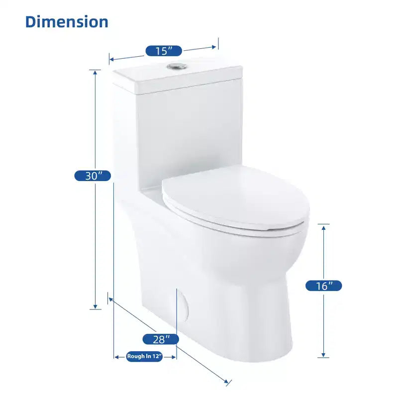 Toilette Commerciale Allongée Double. Hauteur Confort 16 avec Abattant à Fermeture Douce. Blanc
