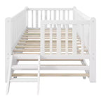 Whisen Twin Size Wood Platform Bed with Guardrail and 2 Drawers